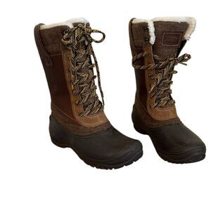 The North Face Brown Leather Wool Felt Tall Snow Winter Boots 7